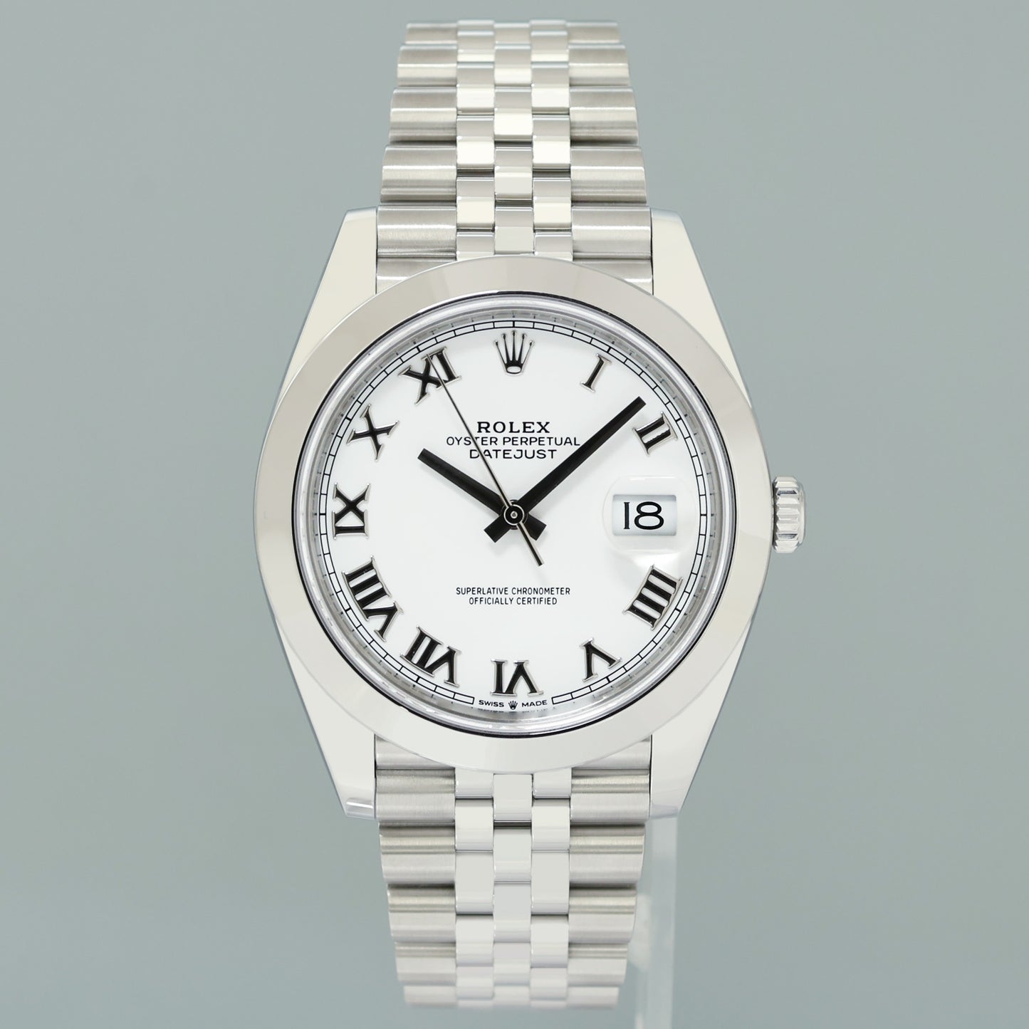 PAPERS MINT Rolex DateJust 41 Steel 126300 White Roman Jubilee Band 41mm Watch Box