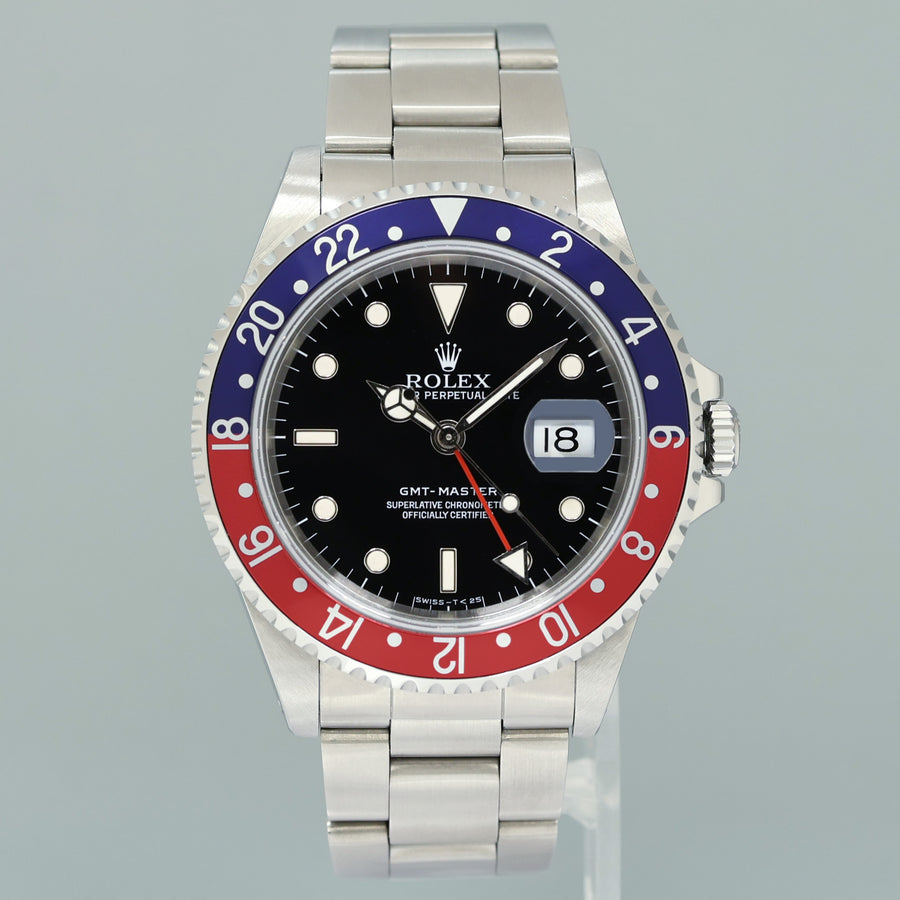 MINT Rolex 16700 GMT-Master Pepsi Blue Red 40mm Tritium Steel Watch Box