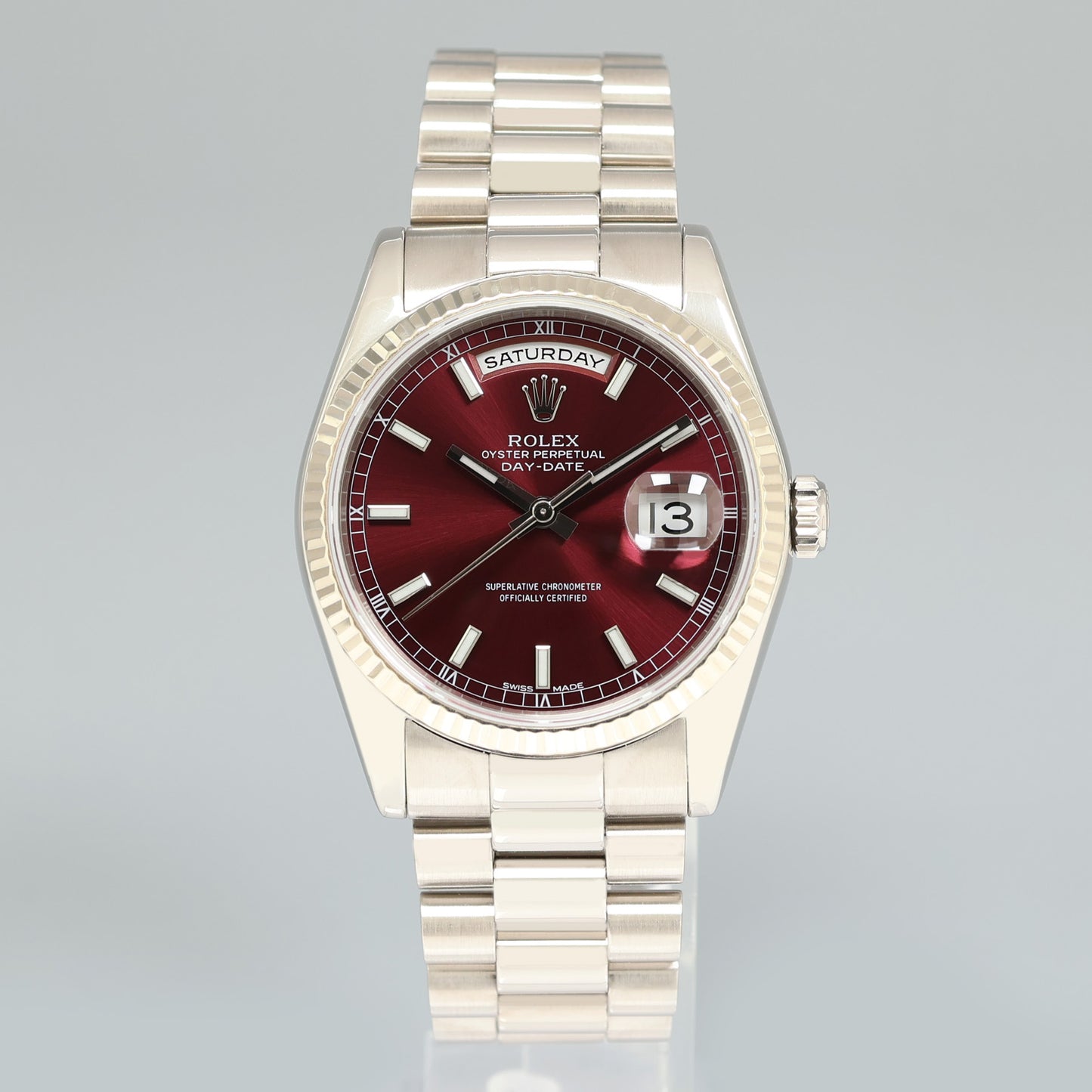 2025 RSC PAPERS Rolex President Day Date Cherry Red 118239 White Gold Watch Box
