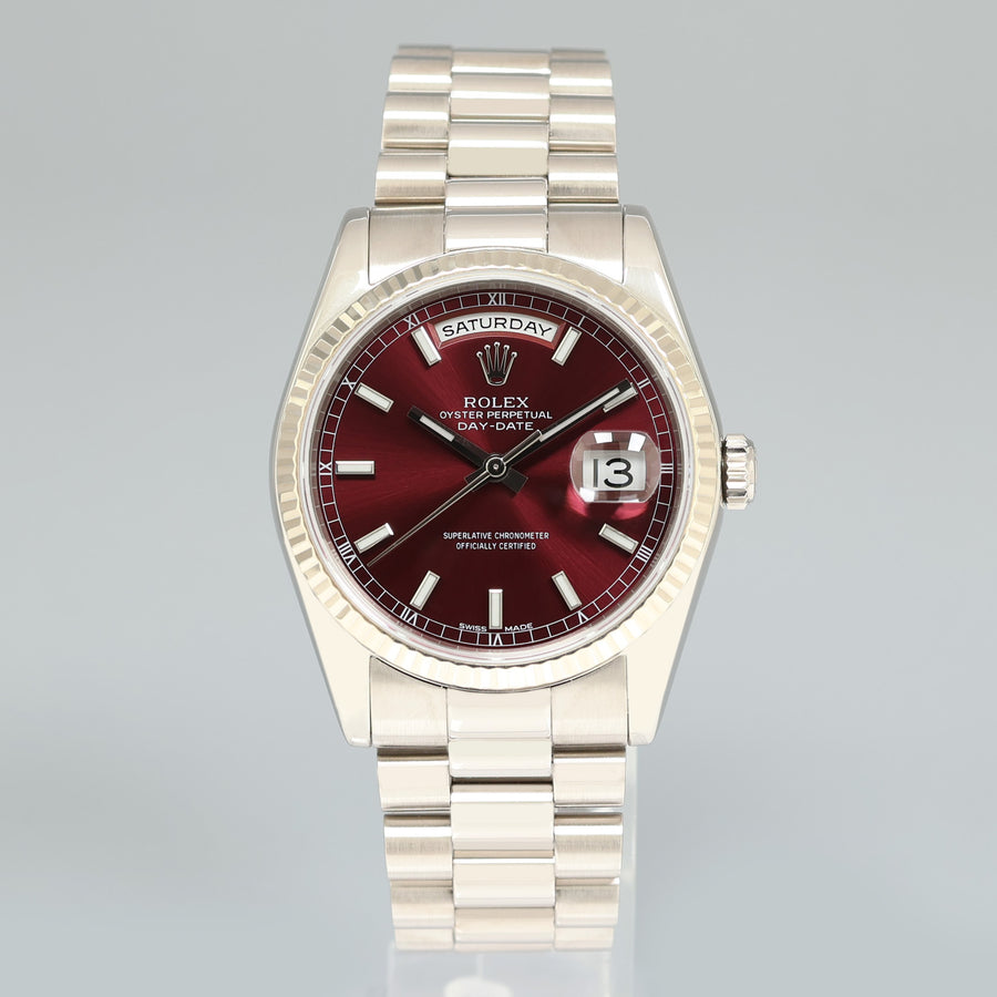 2025 RSC PAPERS Rolex President Day Date Cherry Red 118239 White Gold Watch Box