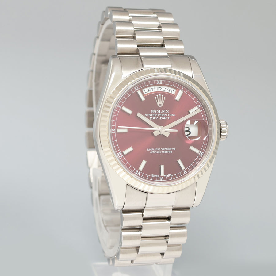 2025 RSC PAPERS Rolex President Day Date Cherry Red 118239 White Gold Watch Box