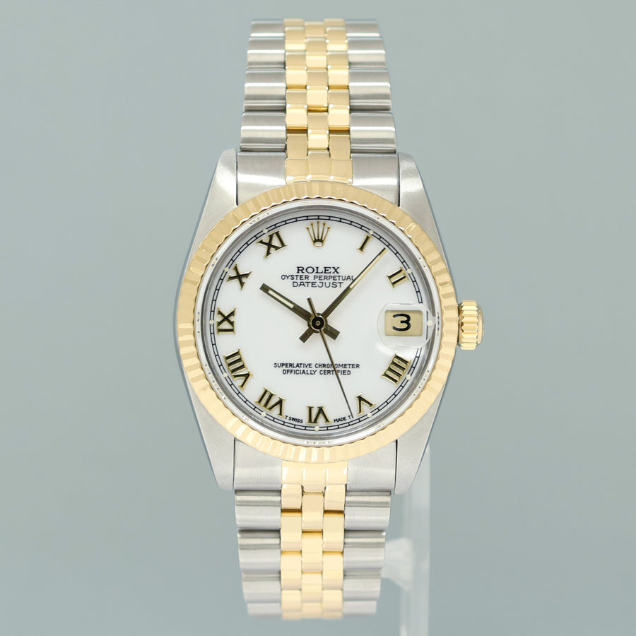2018 RSC PAPERS Ladies Rolex 68273 Two Tone Gold White Roman Steel 31mm Watch
