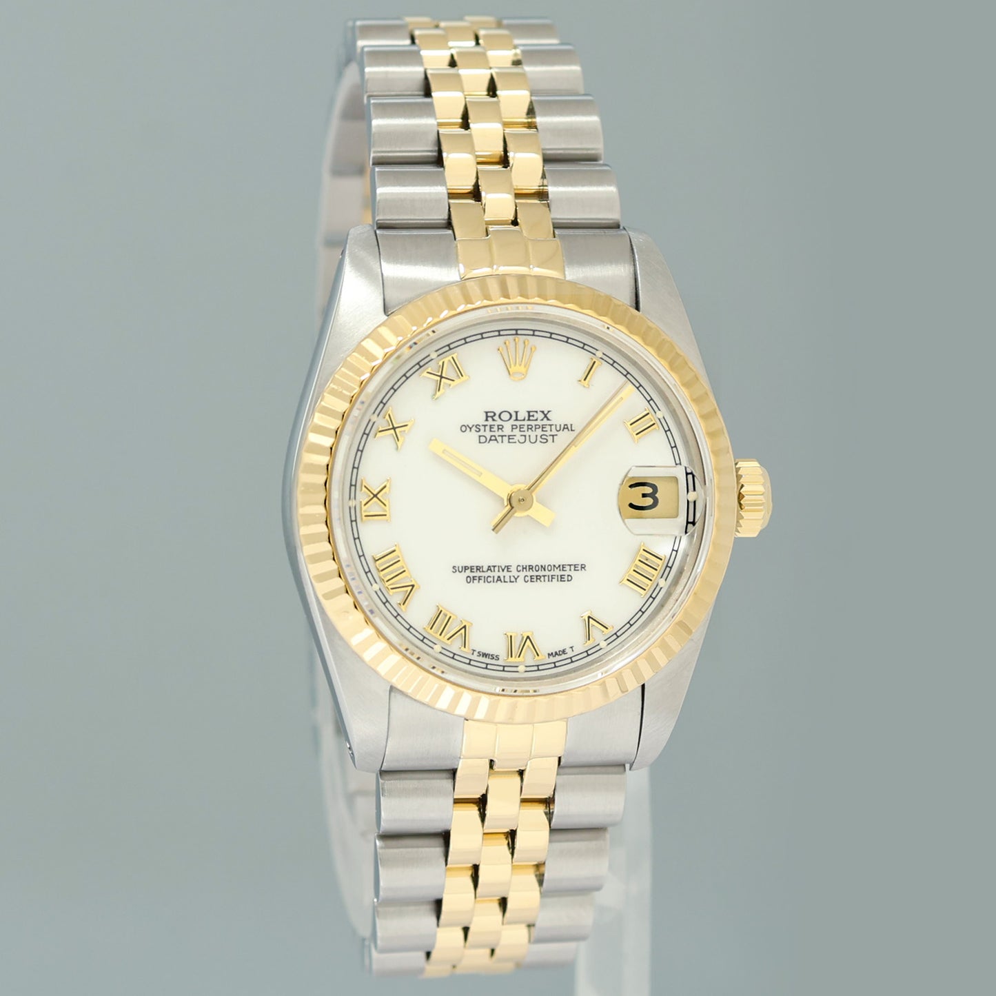 2018 RSC PAPERS Ladies Rolex 68273 Two Tone Gold White Roman Steel 31mm Watch