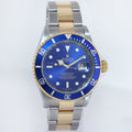 MINT 2008 GOLD BUCKLE Rolex Submariner 16613 LB Gold Steel Blue Watch Box