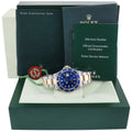 MINT 2008 GOLD BUCKLE Rolex Submariner 16613 LB Gold Steel Blue Watch Box