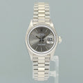 PAPERS Ladies Rolex DateJust Silver Sigma President 26mm 6917 White Gold Watch Box