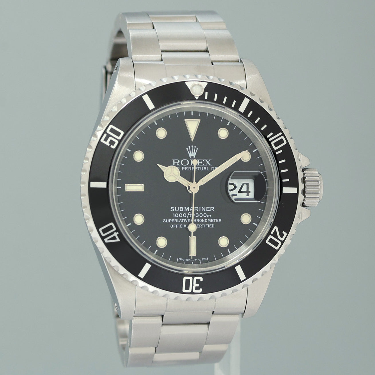 MINT Rolex Submariner Date Tritium 16610 Steel Black 40mm Oyster Watch Box
