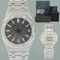 2026 AP SERVICE MINT PAPERS Audemars Piguet Royal Oak Steel 15510ST Grey Watch