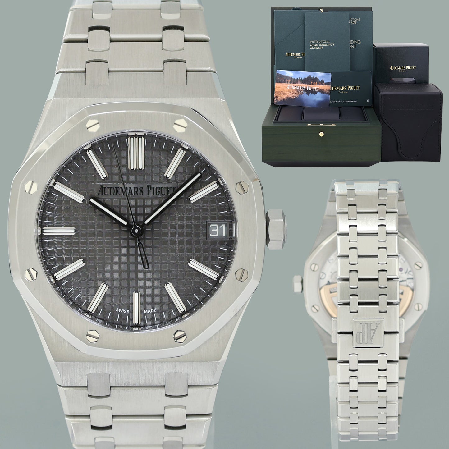 2026 AP SERVICE MINT PAPERS Audemars Piguet Royal Oak Steel 15510ST Grey Watch