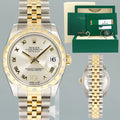 2015 MINT PAPERS Ladies 178343 Rolex Midsize 31mm Gold Silver Diamond Roman Dial Jubilee Watch Box