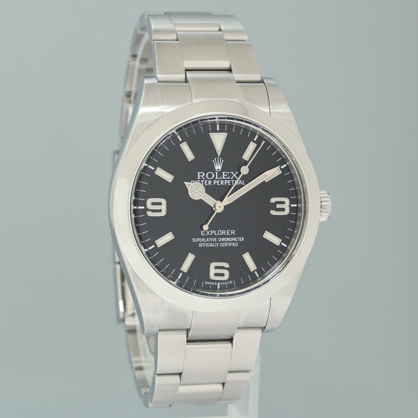 MINT 2018 PAPERS Rolex 214270 Explorer Black BLUE LUME 3-6-9 Steel 39mm Watch Box