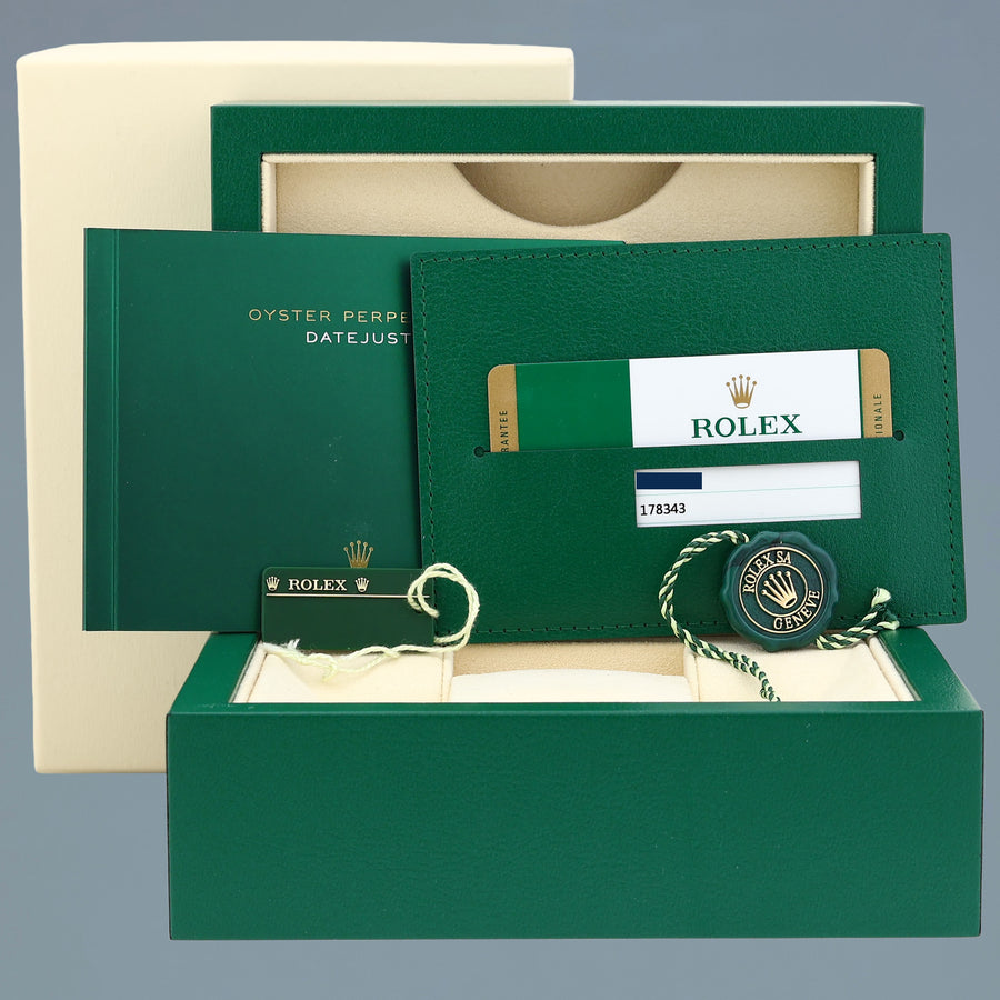 2015 MINT PAPERS Ladies 178343 Rolex Midsize 31mm Gold Silver Diamond Roman Dial Jubilee Watch Box