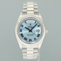2014 PAPERS MINT Rolex Day-Date 41mm Blue Roman Platinum President 218206 Watch Box