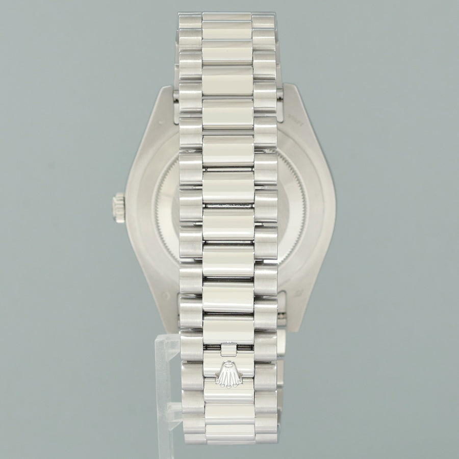2014 PAPERS MINT Rolex Day-Date 41mm Blue Roman Platinum President 218206 Watch Box