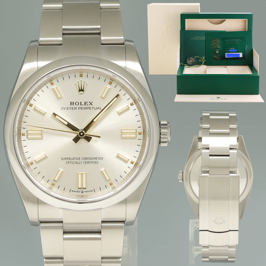 2023 NEW PAPERS Rolex Oyster Perpetual 126000 Silver Dial Stainless Steel 36mm Watch Box
