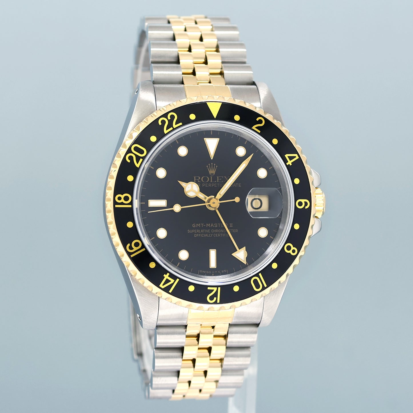 MINT Rolex GMT-Master 2 16713 Two-Tone Yellow Jubilee Black Dial 40mm Watch Box