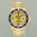 MINT Rolex 16618 Submariner Yellow Gold Blue Champagne Serti Diamond Watch Box