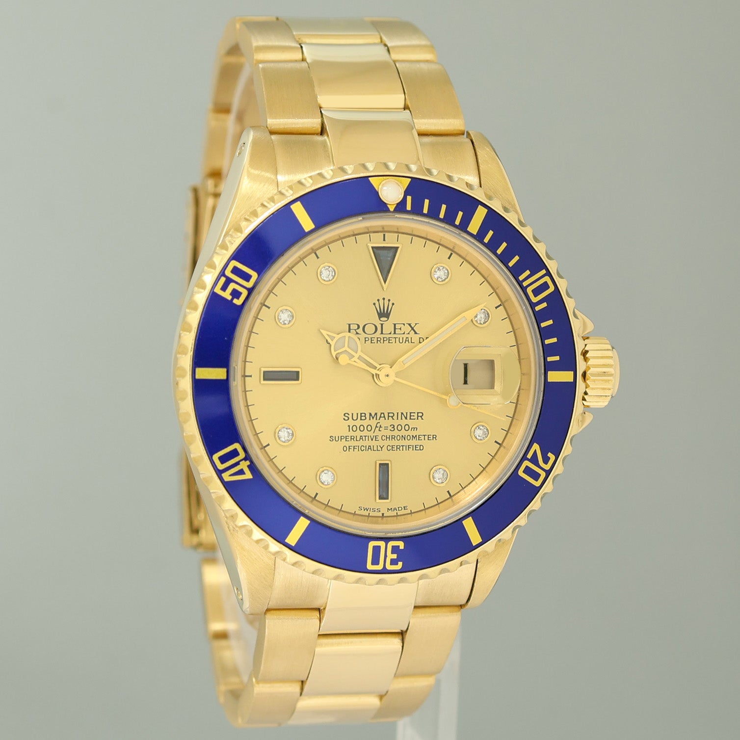 フランクリンミント MINT Rolex 16618 Submariner Yellow Gold Blue Champagne Serti