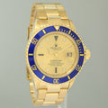 MINT Rolex 16618 Submariner Yellow Gold Blue Champagne Serti Diamond Watch Box