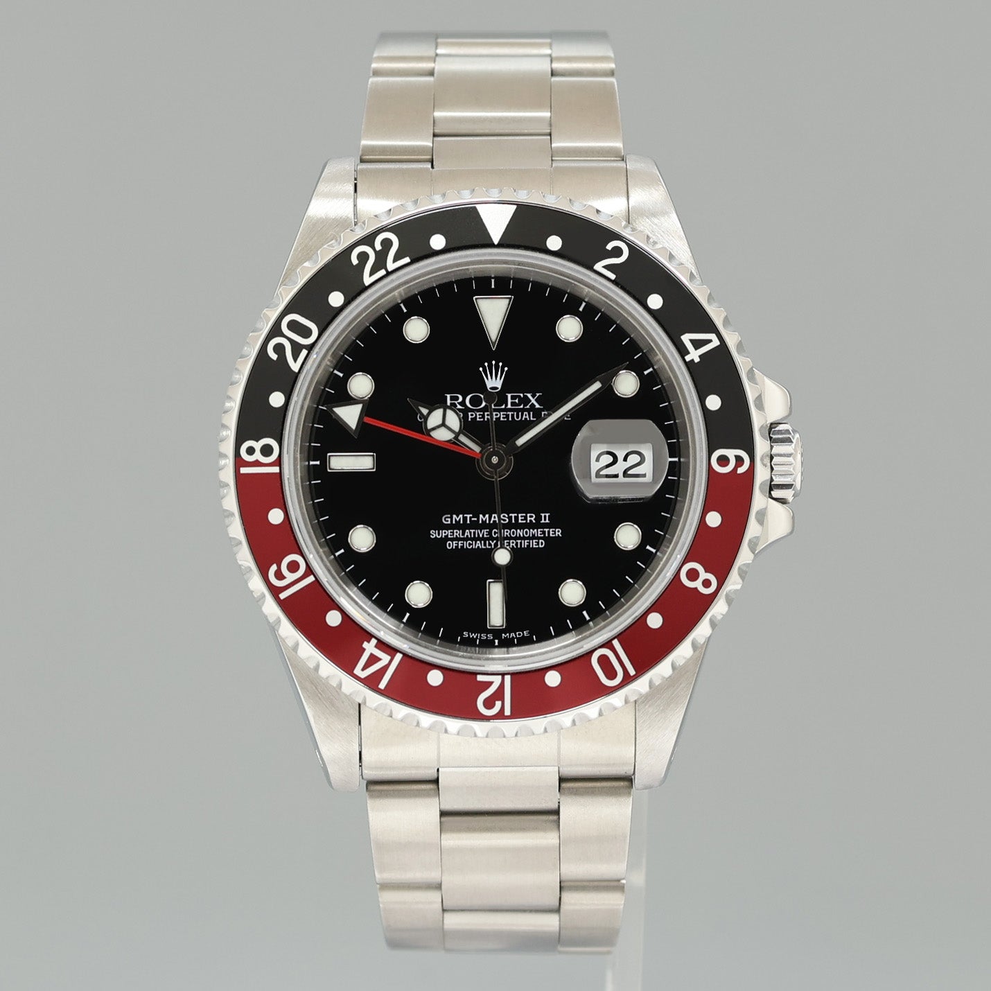 PAPERS 1996 MINT Rolex GMT-Master II Coke Red Black Steel 16710 40mm Watch Box