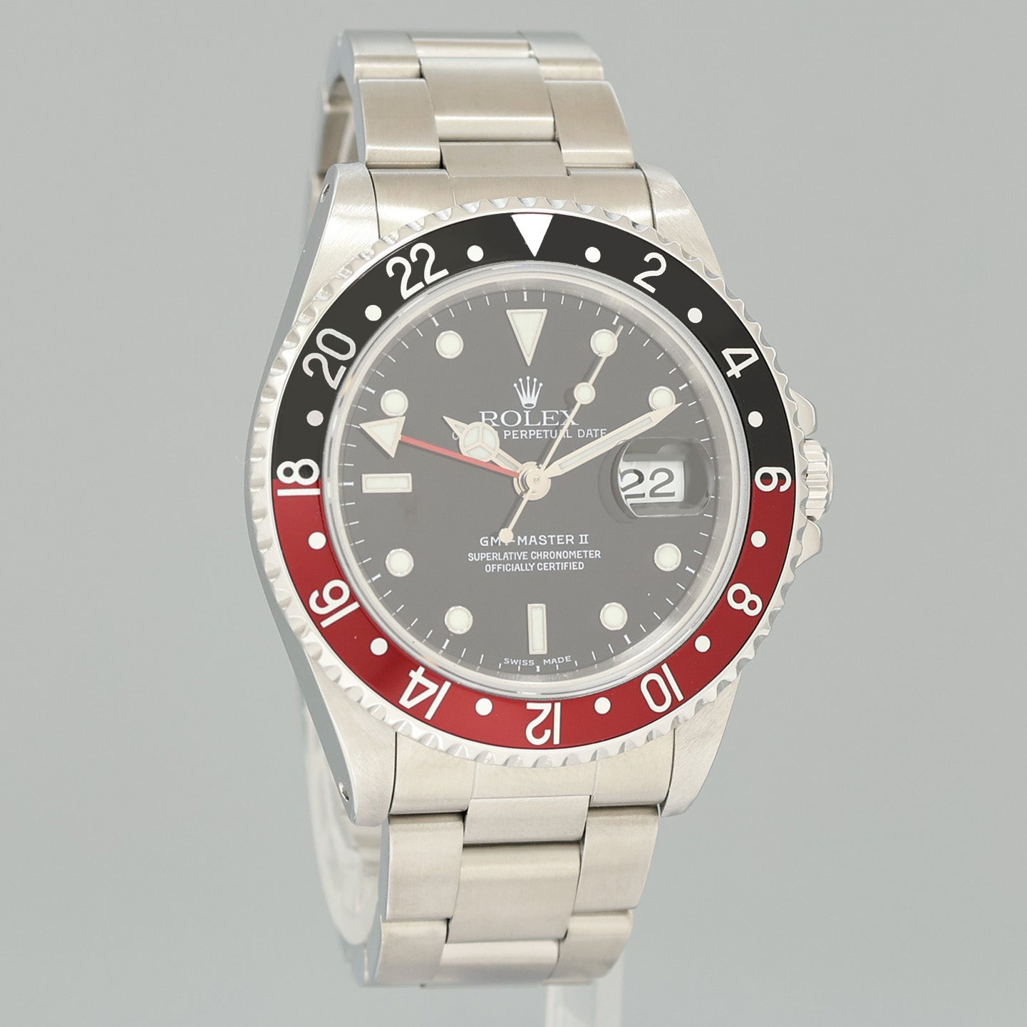 PAPERS 1996 MINT Rolex GMT-Master II Coke Red Black Steel 16710 40mm Watch Box