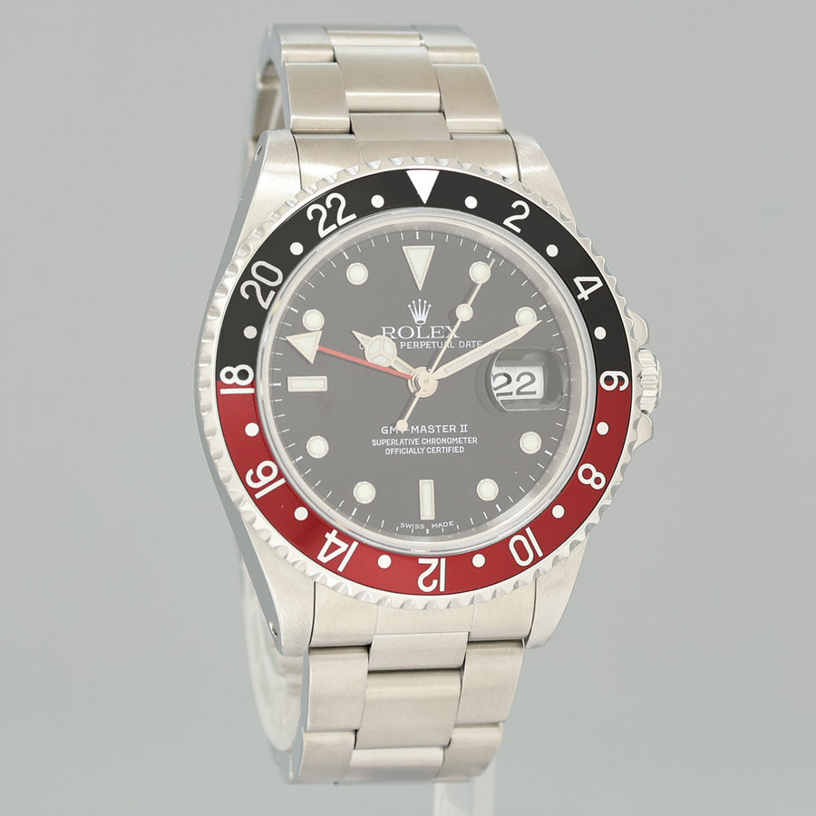 PAPERS 1996 MINT Rolex GMT-Master II Coke Red Black Steel 16710 40mm Watch Box