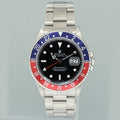 MINT 1998 PAPERS Rolex GMT-Master II Pepsi Blue Red Steel 16710 Watch Black Watch Box
