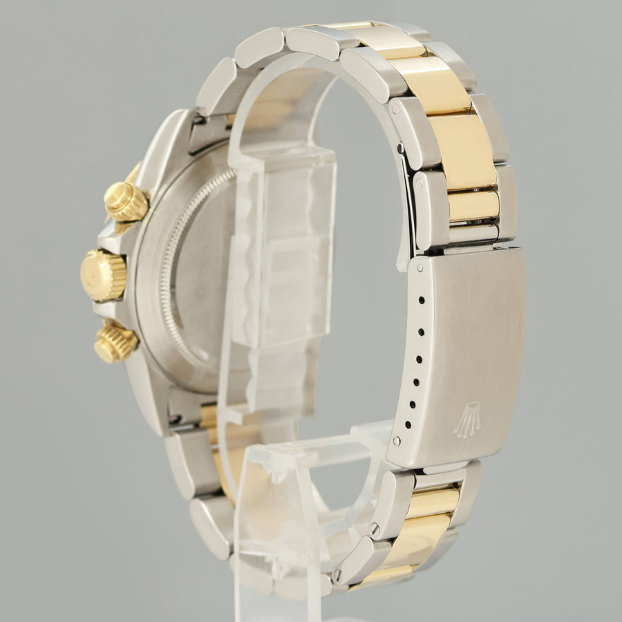 1993 MINT Rolex Daytona 16523 Zenith Black Chrono Yellow Gold Two Tone Watch Box