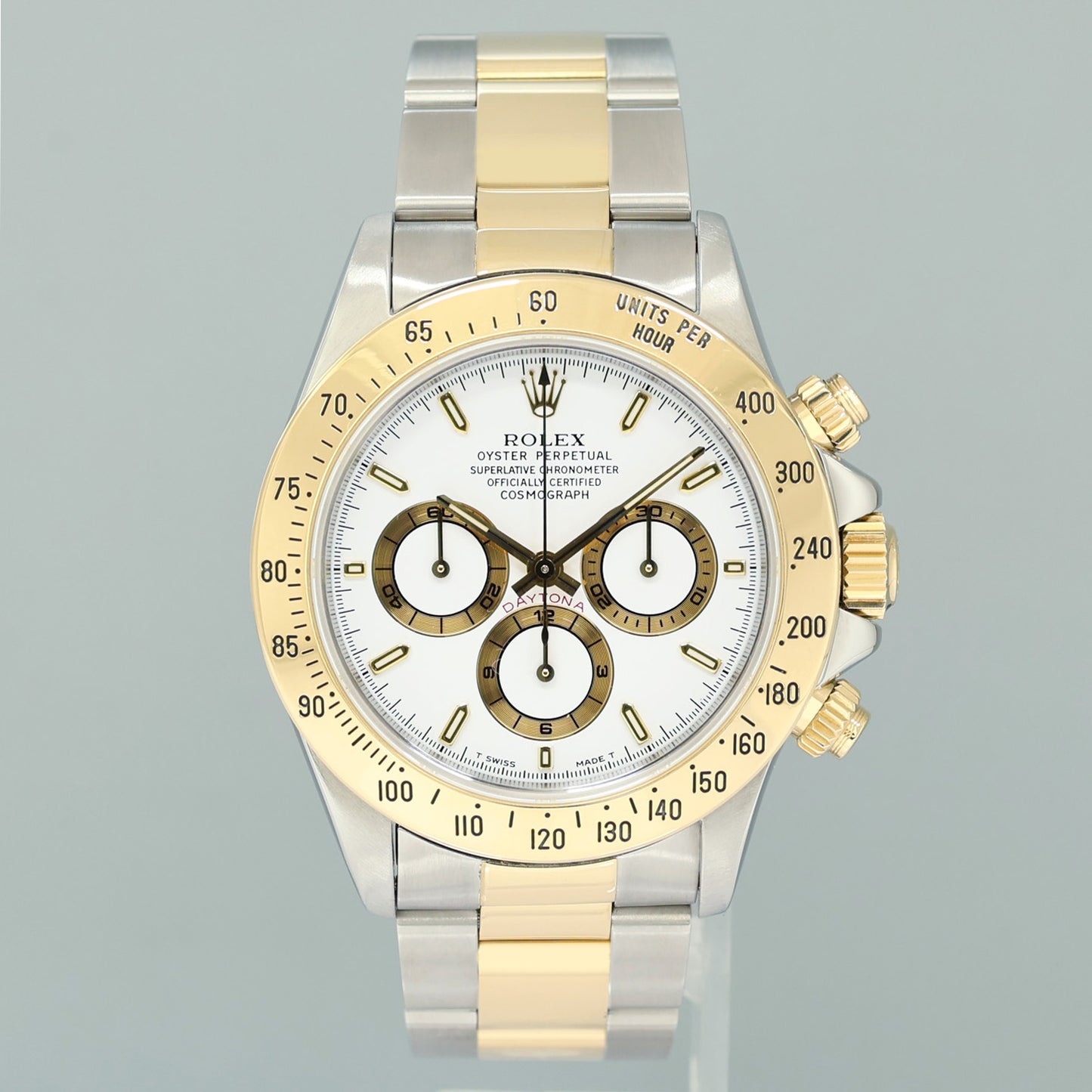 MINT Rolex Daytona 16523 Zenith Two Tone Yellow Gold White Stick Watch Box