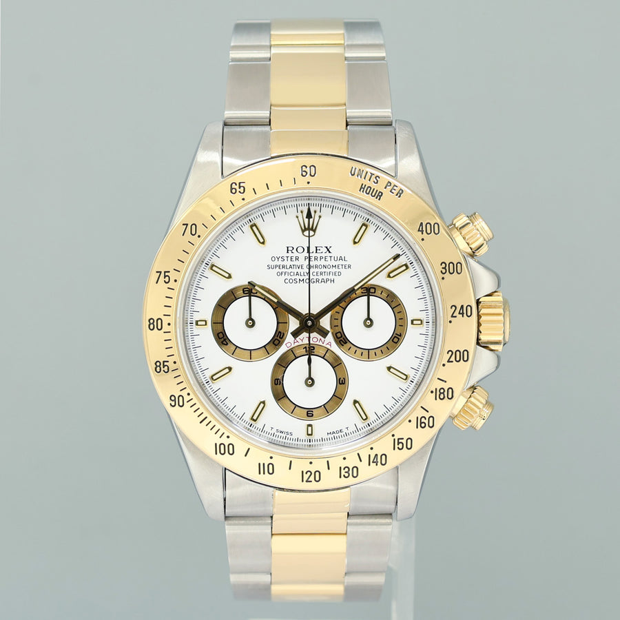 MINT Rolex Daytona 16523 Zenith Two Tone Yellow Gold White Stick Watch Box