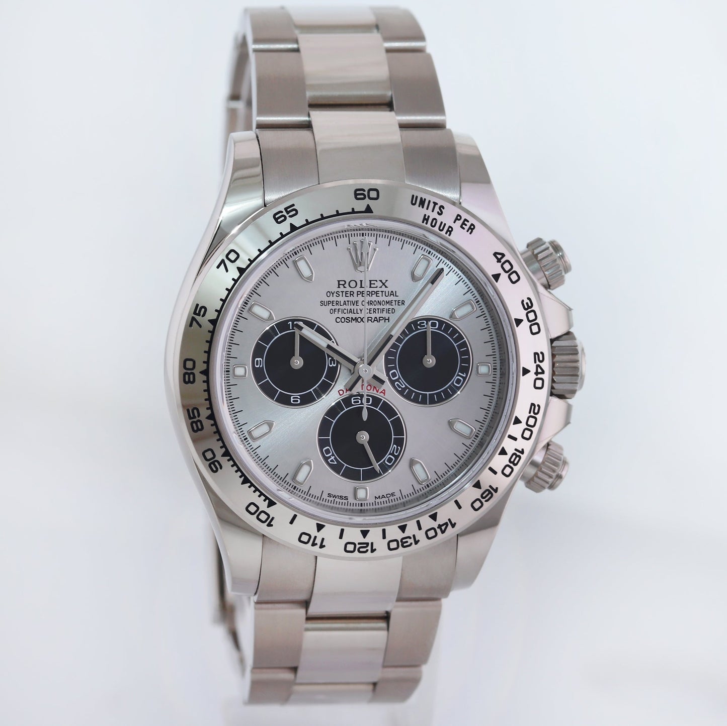 2020 PAPERS MINT Rolex Daytona Ghost Panda Silver Dial Chrono 116509 White Gold Watch