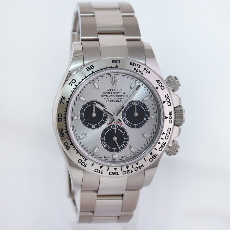 2020 PAPERS MINT Rolex Daytona Ghost Panda Silver Dial Chrono 116509 White Gold Watch