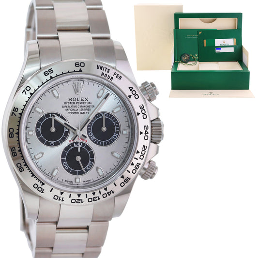2020 PAPERS MINT Rolex Daytona Ghost Panda Silver Dial Chrono 116509 White Gold Watch