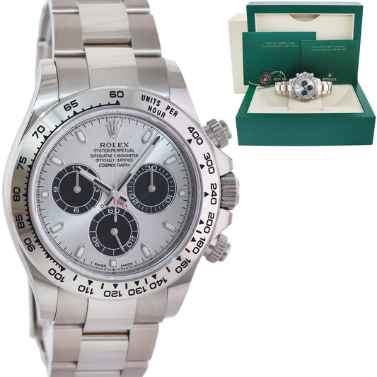 PAPERS MINT Rolex Daytona Ghost Panda Silver Dial Chrono 116509 White Gold Watch Box
