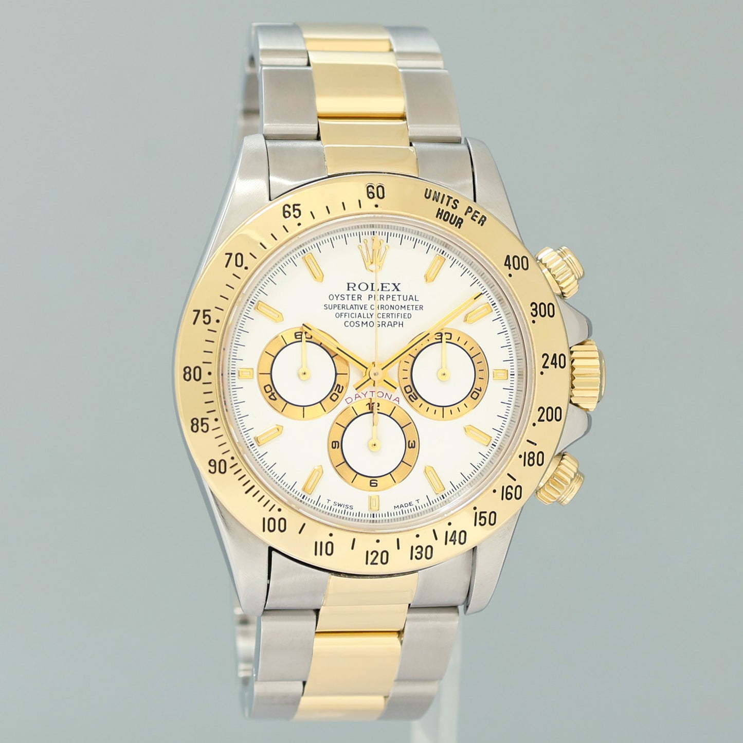 MINT Rolex Daytona 16523 Zenith Two Tone Yellow Gold White Stick Watch Box