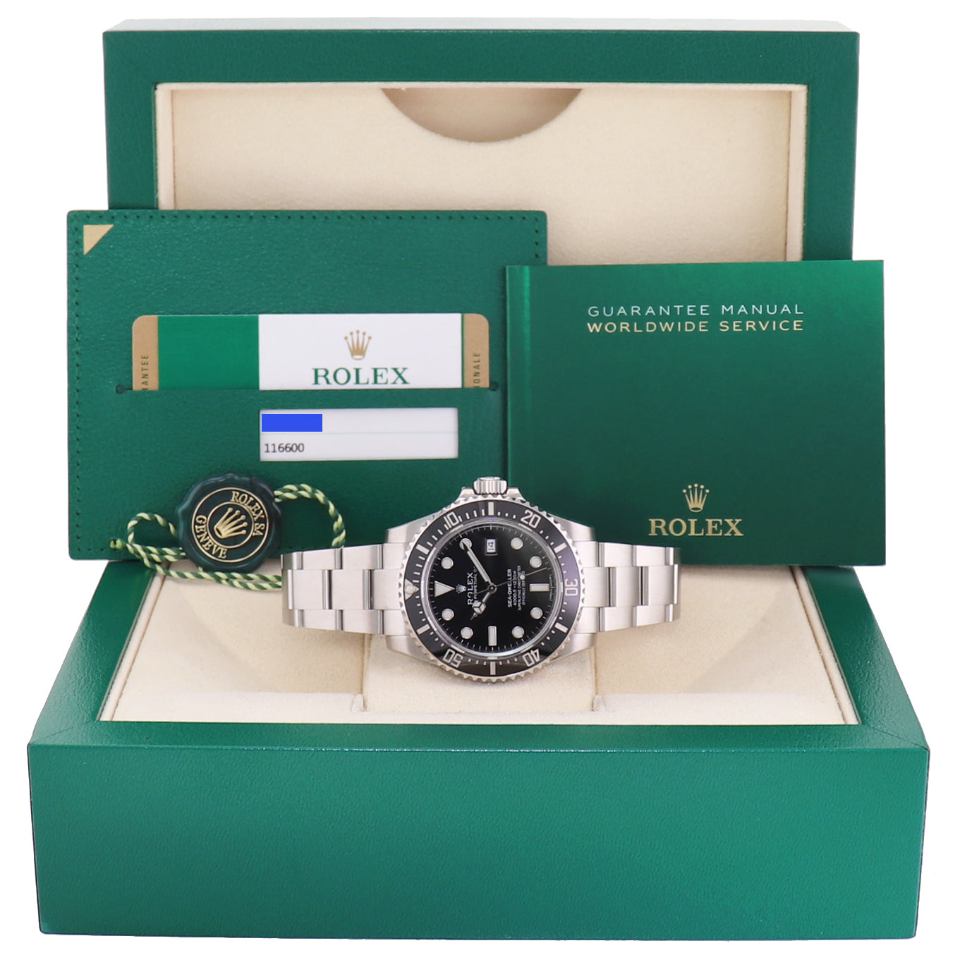 MINT 2016 PAPERS Rolex Sea-Dweller 116600 Steel 40mm Black Ceramic Dive Watch Box