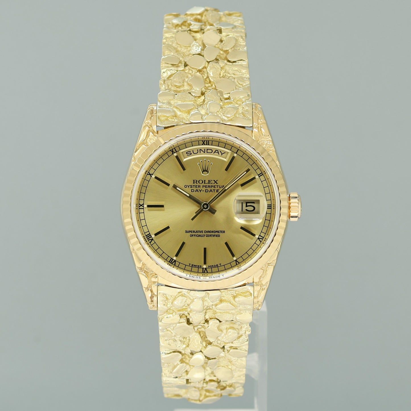 Rolex 18238 President Day-Date Champagne Nugget Double Quickset Yellow Gold Watch