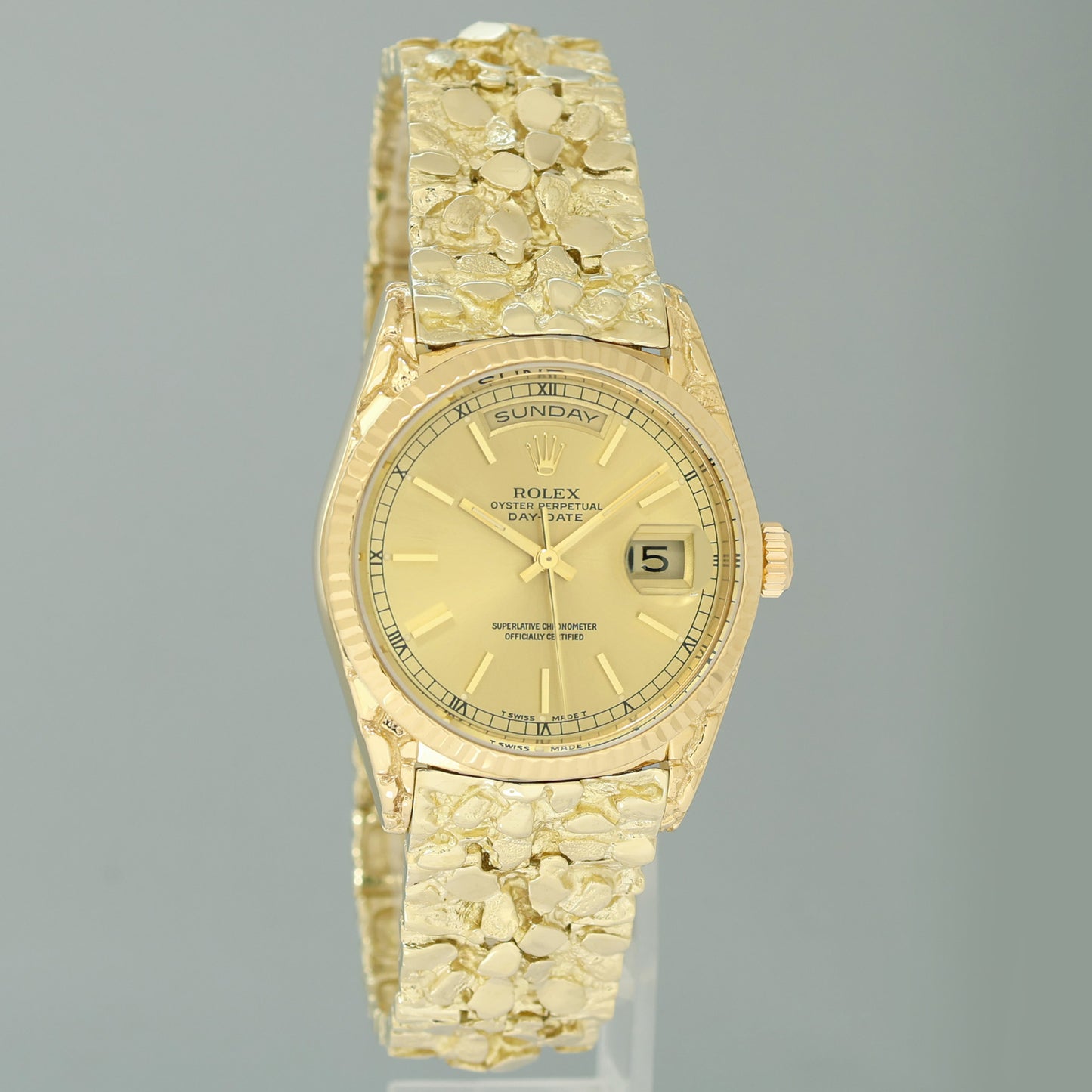 Rolex 18238 President Day-Date Champagne Nugget Double Quickset Yellow Gold Watch