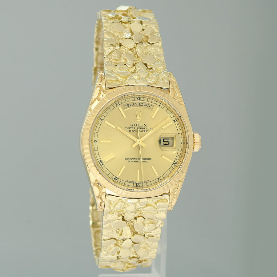Rolex 18238 President Day-Date Champagne Nugget Double Quickset Yellow Gold Watch