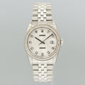 2002 MINT Rolex DateJust 16234 Silver Diamond Anniversary Jubilee Gold Fluted Watch
