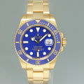 MINT Rolex Submariner Ceramic Flat Blue Smurf 116618LB Yellow Gold 40mm Watch Box
