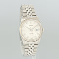 2002 MINT Rolex DateJust 16234 Silver Diamond Anniversary Jubilee Gold Fluted Watch