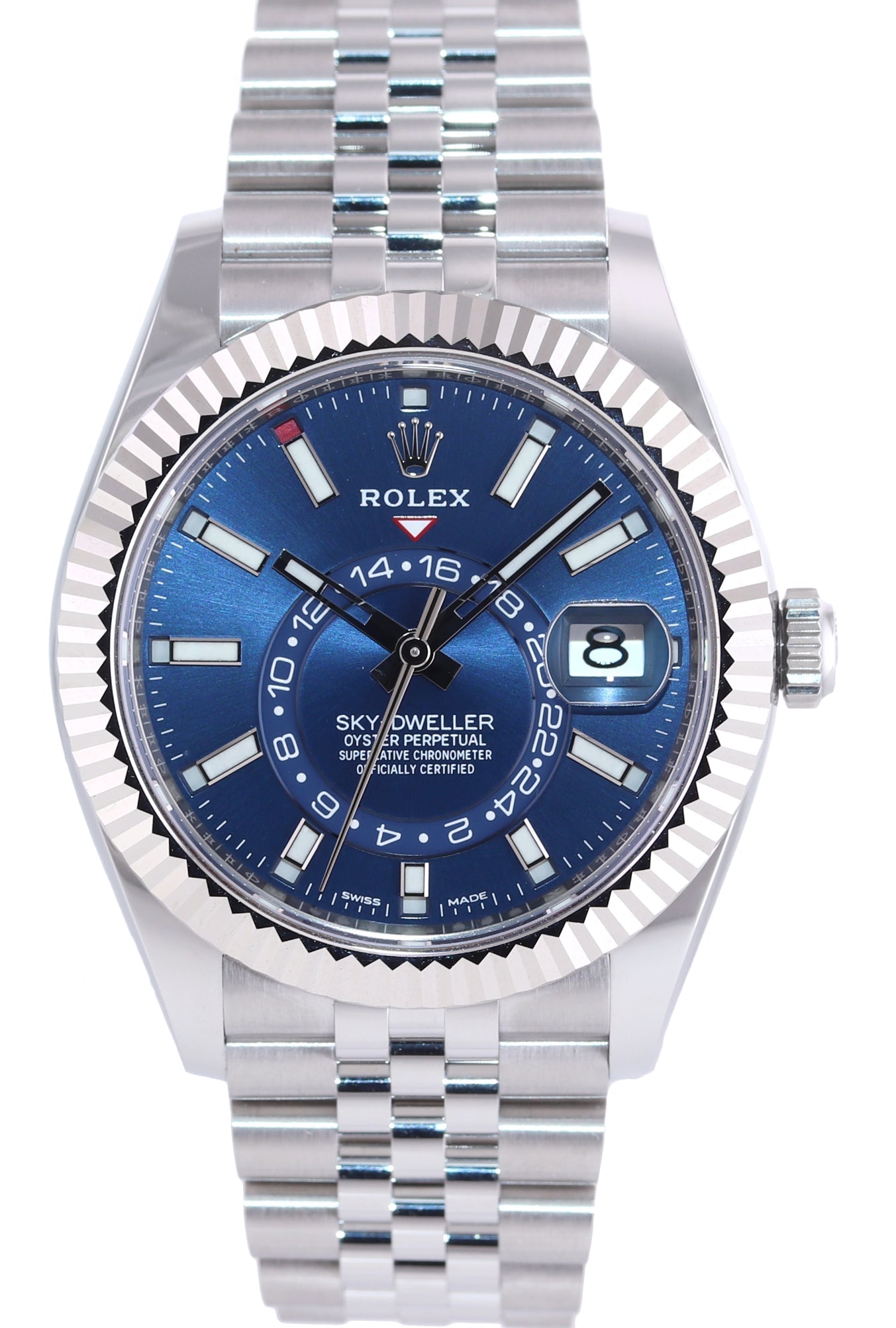 2021 NEW PAPERS Rolex Sky-Dweller Steel BLUE Jubilee Fluted 42mm 326934 Watch Box