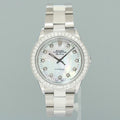 MINT Rolex Air-King 14000 Diamond Mother of Pearl Dial 34mm Steel Watch Box