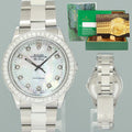 MINT Rolex Air-King 14000 Diamond Mother of Pearl Dial 34mm Steel Watch Box