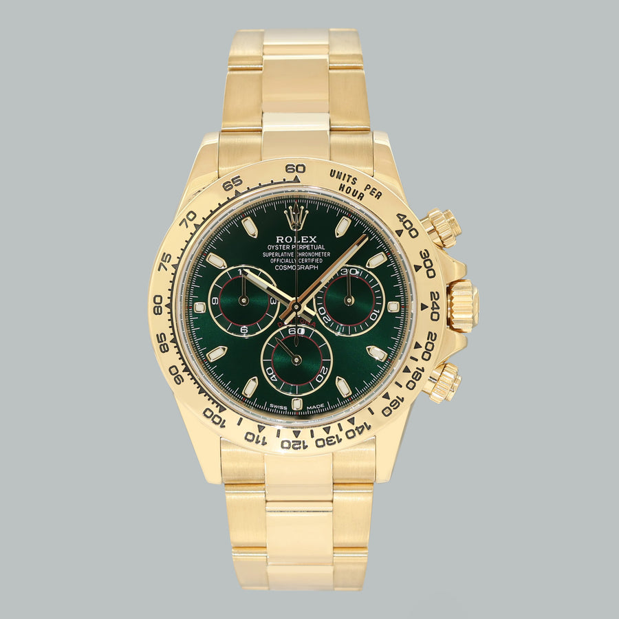 2025 ROLEX CPO PAPERS GREEN DAYTONA Rolex 116508 Yellow Gold John Mayer Watch