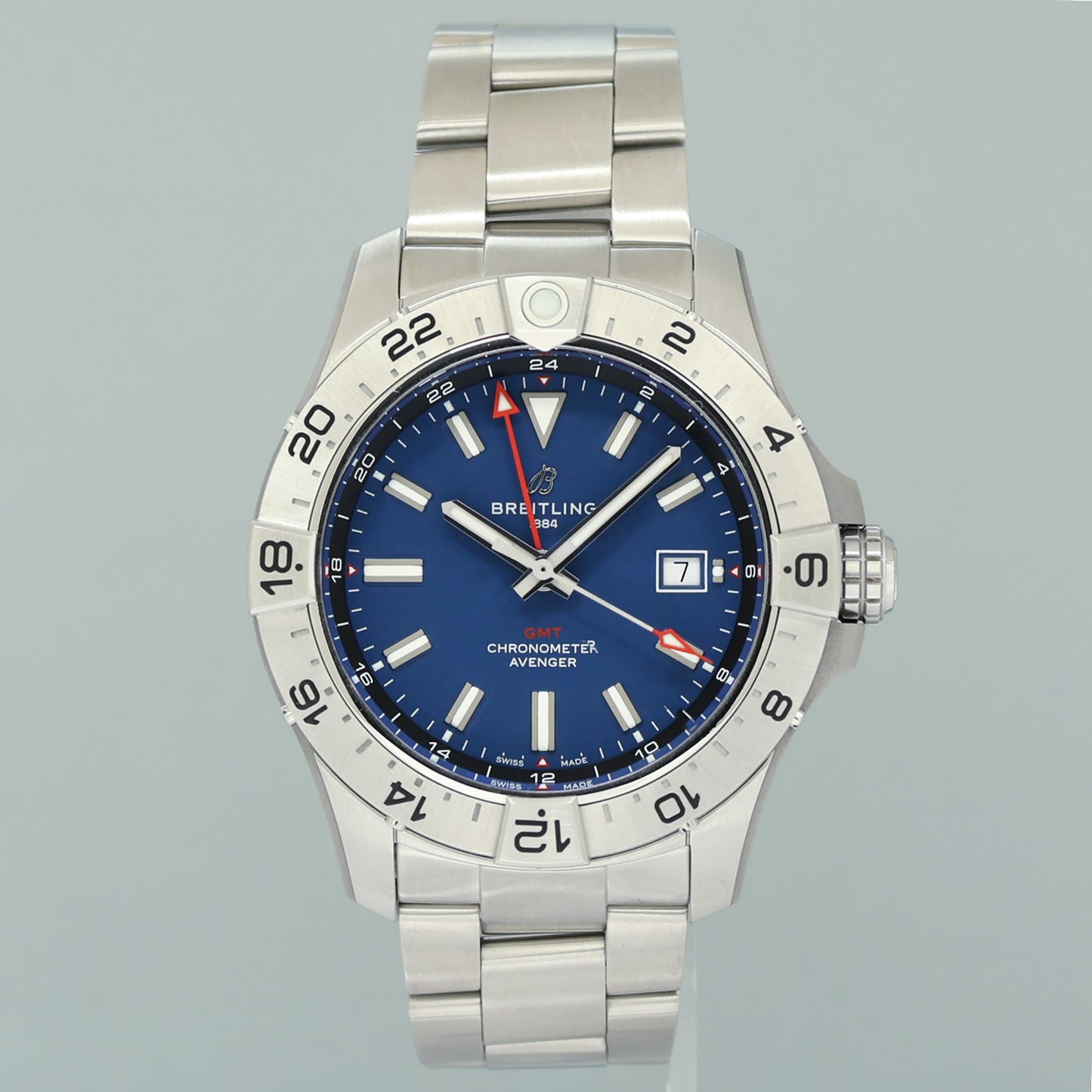 PAPERS MINT Breitling Avenger Automatic GMT 44mm Blue Dial Men's Watch A32320101C1A1