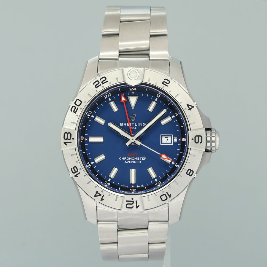PAPERS MINT Breitling Avenger Automatic GMT 44mm Blue Dial Men's Watch A32320101C1A1