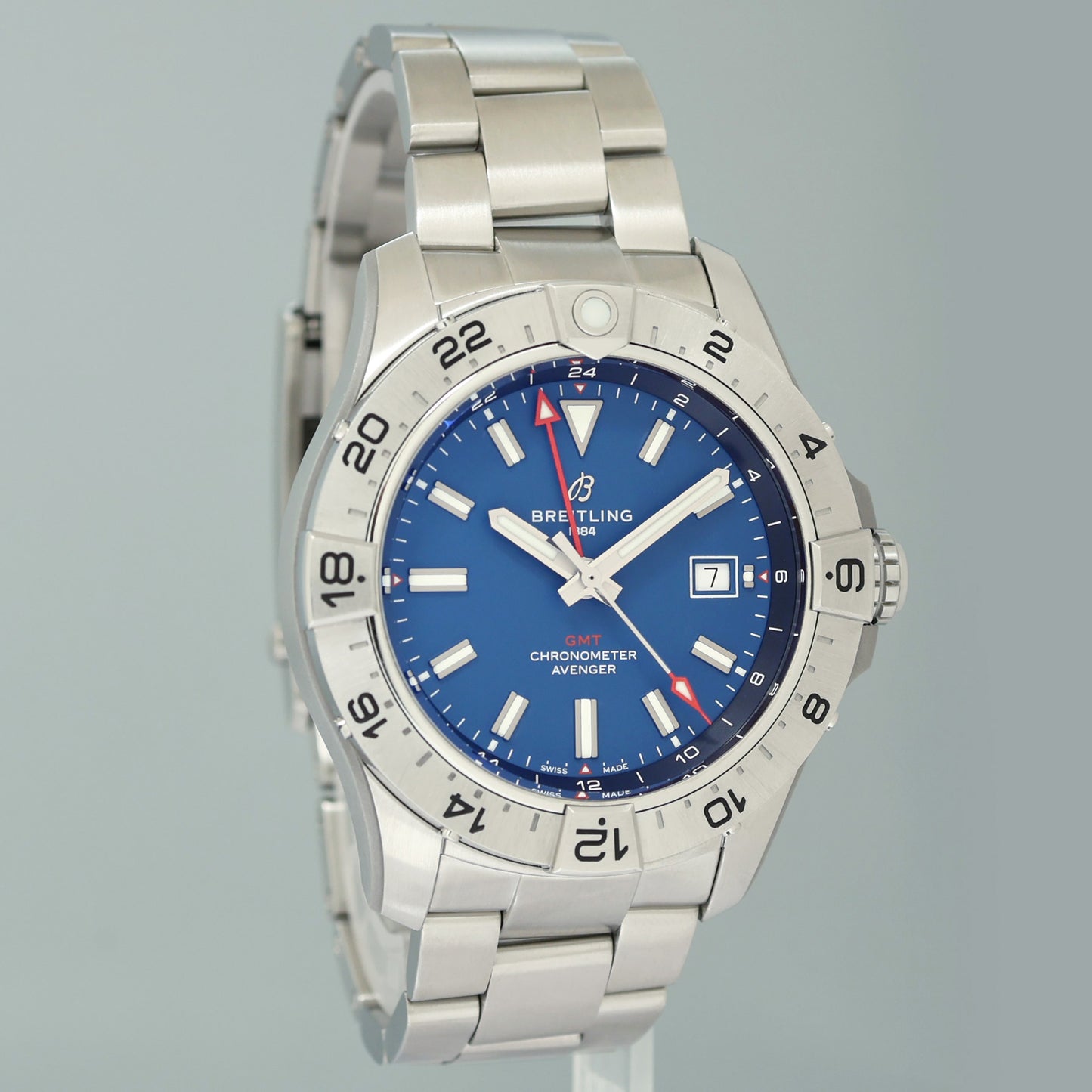 PAPERS MINT Breitling Avenger Automatic GMT 44mm Blue Dial Men's Watch A32320101C1A1