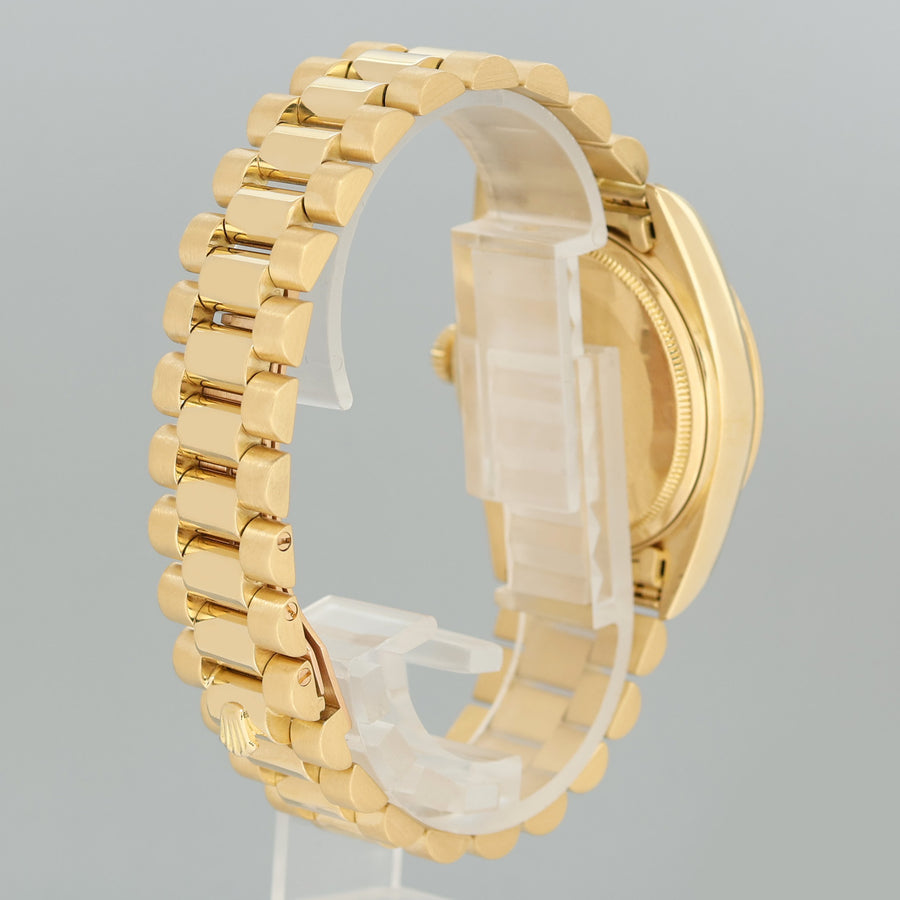 2018 RSC PAPERS Rolex President Day-Date White Stick 18038 Quickset Yellow Gold Watch